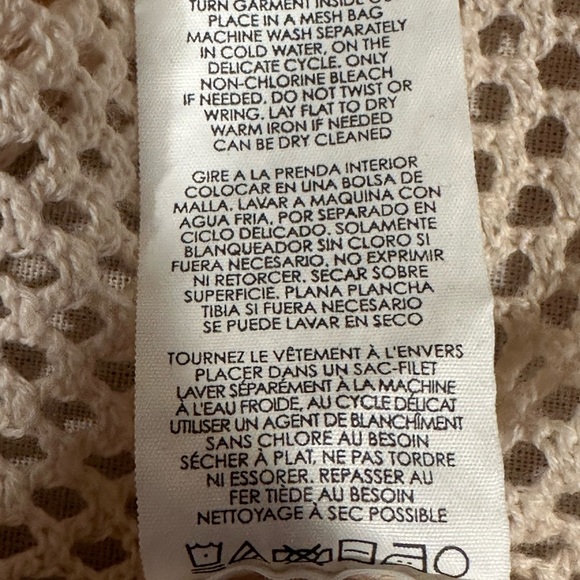 Cabi XS Ivory‎ Mesh Knit Hoodie Pullover Lightweight Beachwear Boho Chic - Picture 11 of 13